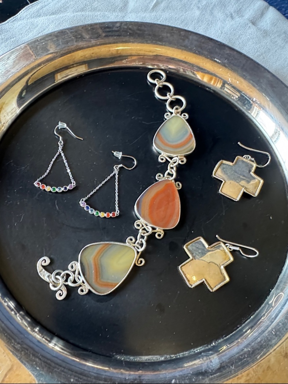 Lot of Sterling Silver Jewelry 925, earrings and bracelet